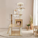 Cat Tree Modern Cat Tower for Indoor Cats, Multi-Level Cat Condos with Scratching Post & Resting Platforms for Large/Small Cat Climbing, Cat Activity Center Playground