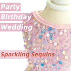 Dog Princess Formal Dress for Small Dogs Girl,Sparkling Sequins Sweet Pet Clothes Wedding Birthday Party Puppy Dresses,Cat Apparel Accessories Costumes Outfit Skirt Pink (Pink, Medium)