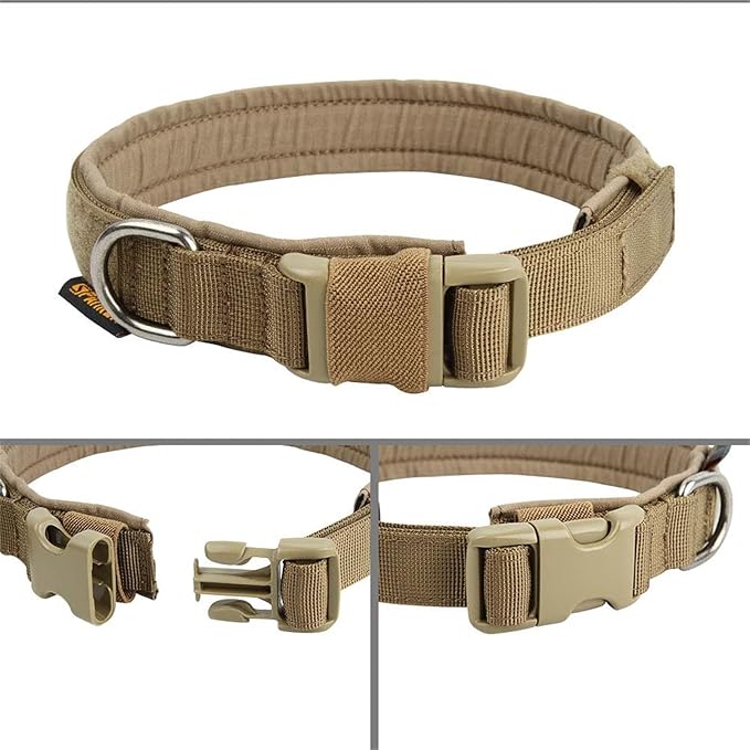EXCELLENT ELITE SPANKER Tactical Small Puppy Dog Collar Nylon Adjustable Heavy Duty Military for Small Medium and Large Dogs Pet Soft Padded Dog Collar(COB-S)
