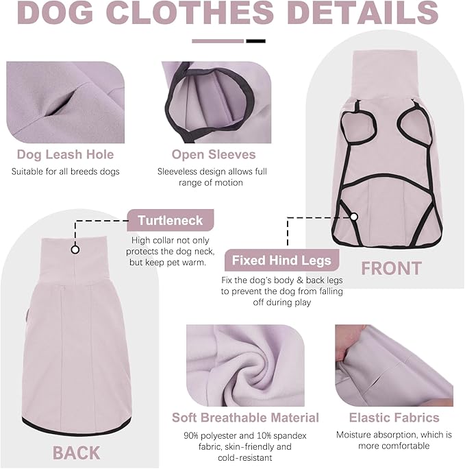 ROZKITCH Dog Winter Coat Soft Pullover Pajamas, Pet Windproof Warm Cold Weather Jacket Vest Cozy Jumpsuit Apparel Outfit Clothes for Small Medium Large Giant Walking Hiking Travel Light XL