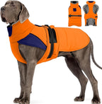 MIGOHI Thermal Large Dog Fleece Jacket - Rainproof Coat for Large Dogs, Thick Dog Winter Coat,Snow Jacket for Dogs Windproof for Hunting Camping,Windy Chilly Days,Doberman,Great Dane,3XL,Orange
