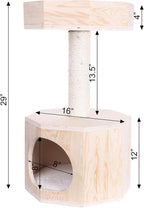 Armarkat Solid Wood Sturdy Cat Tree Condo House Furniture with Cushion S2906, Tan, 2 Levels