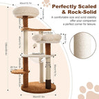 Modern Cat Tree Tower for Large Cats, 50-Inch Cat Scratching Post & Indoor Climbing Furniture with Plush Perches & Space Capsule - Sturdy Cat Tree for Maine Coon & Big Adult Cats