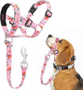 HIGO Dog Head Collar, Adjustable Head Collar for Dogs, No Pulling Head Halter, Training Nose Leash, 3 Pattern Muzzle Leash for Small Medium Large Dogs Easy Walking (Pink, M)