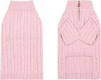 Small/Medium Dog Sweater, Warm Dog Winter Coat w/Sleeves, Comfortable High Neck Premium Dog Clothes for Bulldog-Best for Holidays, Daily Walks L Pink