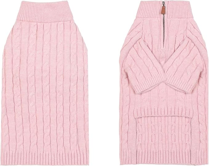 Small/Medium Dog Sweater, Warm Dog Winter Coat w/Sleeves, Comfortable High Neck Premium Dog Clothes for Schnauzer-Best for Holidays, Daily Walks M Pink