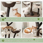 Generic 59In Flower Shaped Cats Tree with Scratching Posts Unique Nest Jumping Platform Dtachable Multi Level Pets Furniture for Large & Multi-Cats Homes