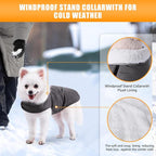 iBuddy Dog Winter Jacket for Medium Dogs, Easy on Dog Fleece Snow Coat Velcro Waterproof Pet Puffer Clothes with Harness Hole Adjustable Reflective Quilted Pet Cold Weather Vest Wind-poof for Boy Male