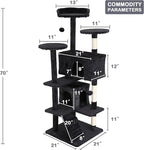 70'' Tall Multi-Level Cat Tree with Scratching Post, Platform, Condo, Tower and Funny Toy for Indoor Medium Cats