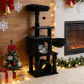 Cat Tree,Cat Tower for Indoor Cats,49-Inch Corner Cat Condo with Scratching Post,Tunnel,Basket,Plush Perch,Gothic Kitten Tree for Climbing,Exercise,Hidden,Black
