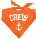 Crew with Anchor Dog Bandana | 100% Cotton | Made in USA | Boat & Fishing | Captain | Beach & Lake | Summer | Outdoors | Father's Day |Orange, One Size (265)