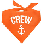 Crew with Anchor Dog Bandana | 100% Cotton | Made in USA | Boat & Fishing | Captain | Beach & Lake | Summer | Outdoors | Father's Day |Orange, One Size (265)