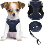 YIMEIS Dog Harness and Leash Set, No Pull Soft Mesh Pet Harness, Reflective Adjustable Puppy Vest for Small Medium Large Dogs, Cats (Navy & Black, Small (Pack of 1)