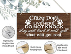 Funny Please Do Not Ring Doorbell Wood Decor Sign, Crazy Dogs Live Here Do Not Knock, Hanging Printed Wooden Plaque Decor, Farmhouse Wood Plaque Decor 12x6inch