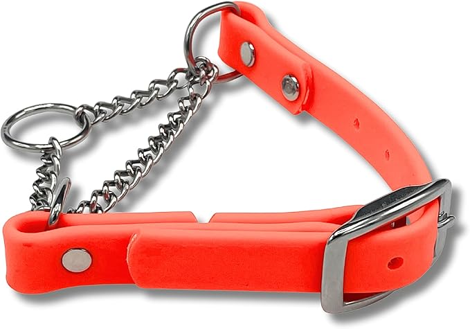 Martingale Collar for Dogs, Biothane, Stainless Steel Hardware, No Pull, Made in The USA, Professional Grade, XXS, Orange
