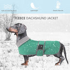 Geyecete Dachshund Sweaters for Dogs Jacket, Dachshund Coat Winter Coat with Padded Fleece Lining and High Collar, Dog Snowsuit with Adjustable Bands Sizes-Green-L