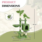 Outvita Cat Tree 48in Monstera Cat Tower with Leaves, Multi-Level Cat Tree Tower with Condo, Cozy Plush Hammock, Dangling Toy, Sisal Scratching Posts, Large Pet Activity Center for Indoor Cats, Green