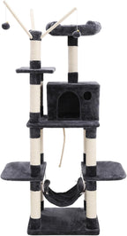 FEANDREA B01J7AN53C XXL Climbing Tree, Stable Cat Tree with Hammock, Cave, Play Sisal, 154 cm, Smoke Grey Beige Light Grey PCT86G, 15600 g