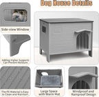 Waterproof Dog House for Outdoor Indoor,Durable Plastic Dog House with Warm Mat Side Window Elevated Floor, Easy to Assemble Easy to Clean((26.7" L x 26.7" W x 21.4" H) - Grey