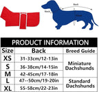 Geyecete Dachshund Sweaters for Dogs, Dachshund Coat Perfect Dog Winter Coat with Padded Fleece Lining and High Collar, Dog Snowsuit with Adjustable Bands - Red - M
