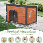 Insulated Dog House Outdoor Weatherproof, Wooden Warm Houses with Upgrade Anti-Chewing Iron Frame Dog Shelter for Puppies