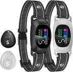 2 Pack Dog Bark Collar with Remote – 2-in-1 Automatic & Manual Modes, Smart Anti Bark Dog Training Collar with Beep, Vibration & Shock, 330FT Range, IP67 Waterproof, Rechargeable (8-150lbs)