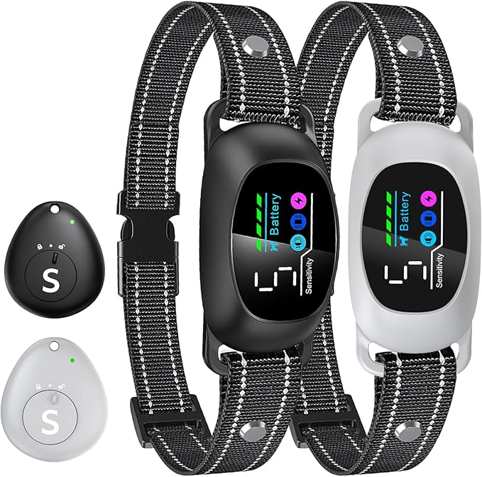 2 Pack Dog Bark Collar with Remote – 2-in-1 Automatic & Manual Modes, Smart Anti Bark Dog Training Collar with Beep, Vibration & Shock, 330FT Range, IP67 Waterproof, Rechargeable (8-150lbs)