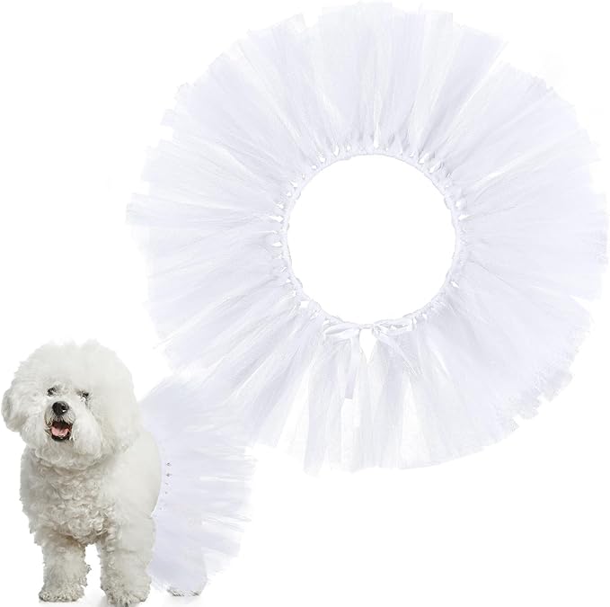 Dog Tutu Tulle Tutu for Dogs Small Large Medium Puppy Dress Ballerina Costume Skirt for Holiday Puppy Cats Bunny Pet Outfit Birthday Wedding Party Photo Prop Supplies(White)