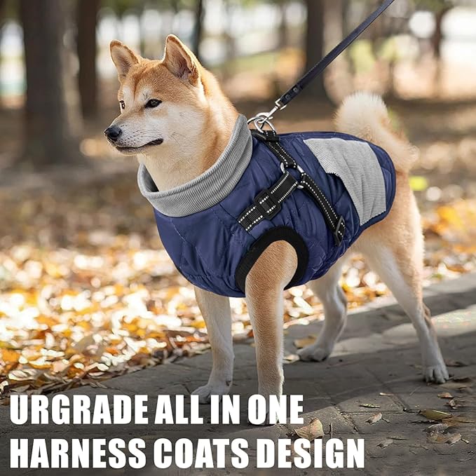 Mosucoirl Warm Dog Coats Pet Clothes, Waterproof Dogs Jacket Reflective Pet Outfits Winter Dog Cold Weather Coat Cozy Snow Jackets Vest for Small Medium Large Dogs Puppy Doggie (NavyBlue, S)