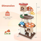 Nightcore Mushroom Small Cat Tree, 57.5" Multi-Level Cat Tower w/Natural Sisal Scratching Posts & Boards, Cat Tree w/Interactive Balls & 2 Cozy Cat Condos for Indoor Cats Large Adult