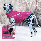 VIVAGLORY Snowrap Dog Coat, Jacket with Harness Hole, Dog Coat for Winter & Cold Weather, Fluffy Warm Fleece Lined Reflective Water Resistant for Puppy, L, Fuchsia