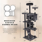 Heavy Duty Cat Tree Tower, 70" Tall Cat Tower for Indoor Cats with Cat Scratching Post with Bed, Cat Condo, Hanging Ball, Multi-Level Cat Climbing Tower Cat Trees Furniture Activity Center, Light Grey