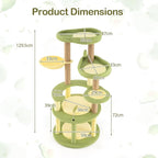 PETSITE 51-inch Avocado-Themed Cat Tree, Multi-Level Modern Cat Tower with Jute Scratching Posts, Avocado-Shaped Dangling and Spring Toy, and Removable Cushions, Cute Cat Tree Tower for Indoor Cats