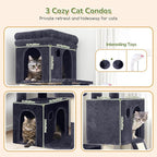 Globlazer Cat Tower for Multiple Indoor Cats, 52 inch Heavy Duty Cat Tree with 3 Condos, Plush Cat Condo with Scratching Posts and Pad for Adult Cats Kitten, Padded Perch, Basket Bed, F52B, Dark Grey