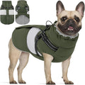 KOESON Dog Coat, Warm Dog Winter Jacket with Harness, Waterproof Pet Cold Weather Coats with Fleece Lining, Reflective & Windproof Snowsuit Sweater for Schnauzer, Yorkshire, Dachshund, Army Green S