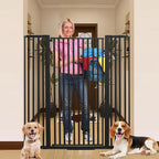 55 Inch Extra Tall Pet Gate for Cats,29.92"-48" Adjustable Wide Dog Gates,Pressure Mounted Walk Through Tall Pets Gate for Doorways,Hallway,Stairs(Black)