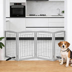 Dog Fence Indoor,Dog Gate Indoor for Doorway pet gate -4-Panel Freestanding, Hallways, House or Stairs -80x24-Inch Retractable Foldable Expandable Wood Pet by SFJC (Grey) ﻿