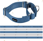 Mikivery Martingale Dog Collar Nylon Adjustable and Safety Training Colourful Comfortable Metal Buckle Pet Collars for Small Medium and Large Dogs(Haze,L)