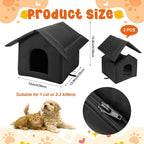 2Pcs Black Cat Houses for Outdoor Stray Cats Shelter Weatherproof Outdoor Cat House Indoor Foldable Warm Pet Cave for Feral Cat Dog Winter Wild Animal