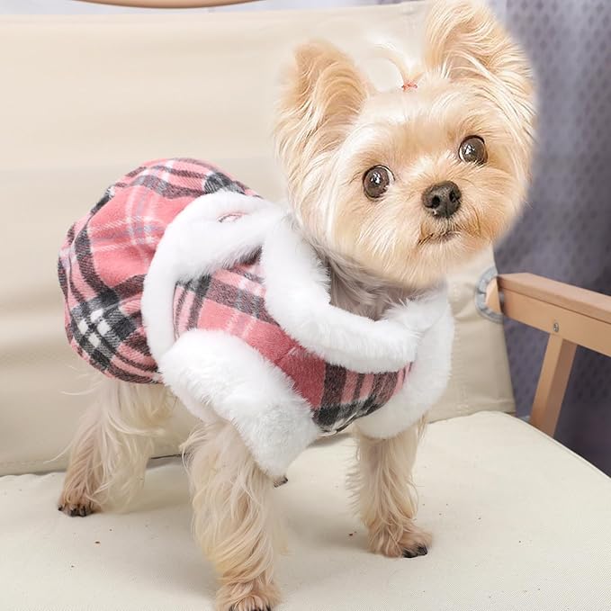 Dog Sweater Dog Winter Clothes for Small Dogs Boy Girl Fall Puppy Dress Warm Fleece Chihuahua Yorkie Teacup Sweaters Dresses for Small Dogs Girl Cat, Pink, S