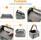 Dog Cat Car Seat, Collapsible Cat Puppy Car Carrier with Metal Frame, Travel Bag for Small Medium Pet up to 15 lbs