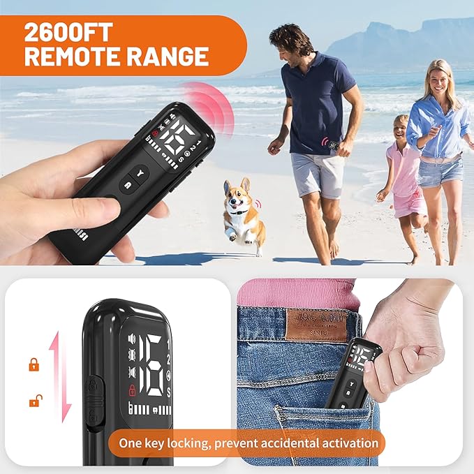 Non-Shock Luxury Bark Collar-Adjustable Fit, No Shock for Small,Medium,Large Dogs, Advanced Technology with Remote, Automatic Bark Collar, Rechargeable, Dog Training, Anti-Barking, Soft Velvet,Black