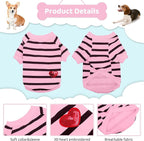 Pet Dog Striped T-Shirt Dogs Cats Cotton Vest Spring Summer Pet Apparel Tee Shirt Suitable for Small and Medium Large Pets French Bulldog Bichon