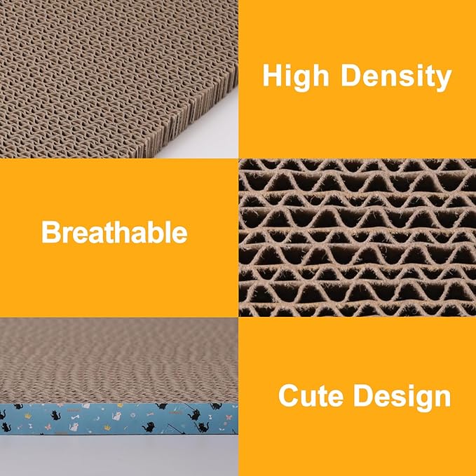 4Pack Cat Scratcher Pad, Reversible Scratching Cardboard, 14" Lx5.3 W Post Board for Indoor Cats Cardboard pad Sleep Play and Grind Claws