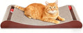 FluffyDream Cat Scratcher Cardboard, Scratching Pad House Bed Furniture Protector, Infinity Shape, Curved (Brown, Bone + Bell)