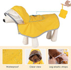 SlowTon Dog Raincoat, Adjustable Dog Rain Jacket Clear Hooded Double Layer, Waterproof Poncho with Reflective Strip Straps and Storage Pocket for Small Medium Large Dogs(M)
