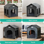 Dog House Indoor Dog Kennel Bed Mat with Cushion for Small Medium Large Dogs Cats, Winter Warm Cat Nest Puppy Cave Sofa Pet Products Easy Assembly (Grey, X-L: 33.9" L x 26.8" W x 33.9" H)