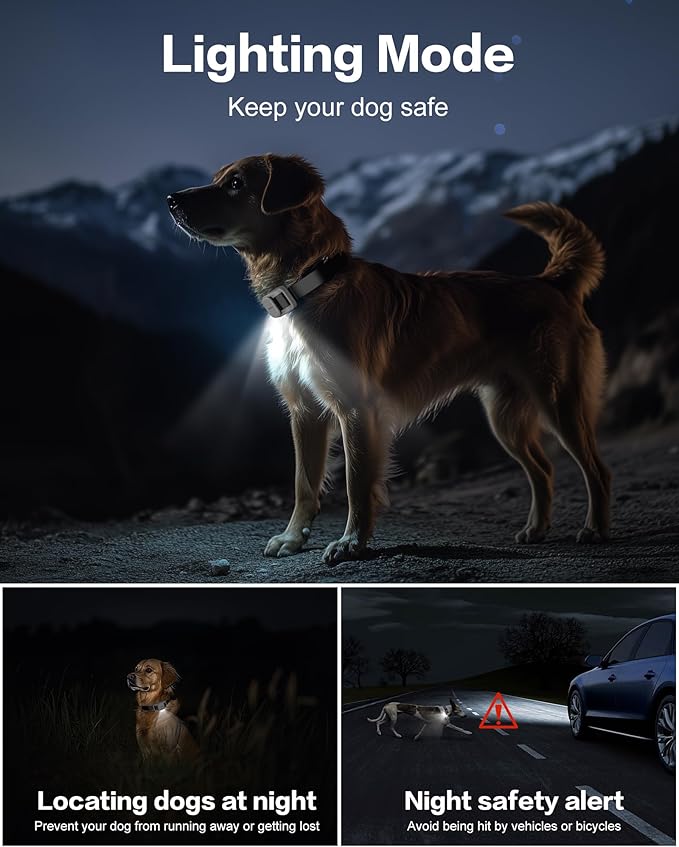 Jugbow Dog Shock Collar - 4200FT Dog Training Collar with Remote for Small Medium Large Dogs, LED Light Electric Collar, IPX8 Waterproof Rechargeable E-Collar (Grey)