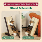 Zakkart L-Shaped Sisal Cat Scratcher, 24.8'' Tall Convertible 70° Vertical Scratching Pad & 20° Ramp Scratcher, Natural Sisal Mat, Solid Wood Frame, Helps Protect Furniture, Easy Assembly (Natural)