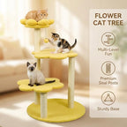 Cat Tree for Large Cats, Modern Senior Friendly 40'' Cat Tower with Wide Shelves, Scratching Posts, Super Sturdy Base, Cozy Perches, and Interactive Toys for Indoor Kittens (Yellow)